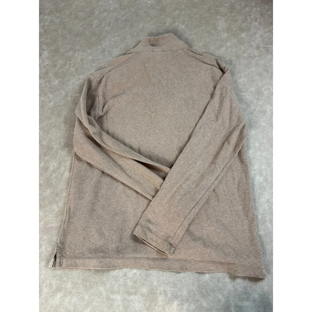 J. Crew Mens 1/4 Zip Mock Neck‎ Pullover  Beige Knit Cotton Sweater S OVERSIZED